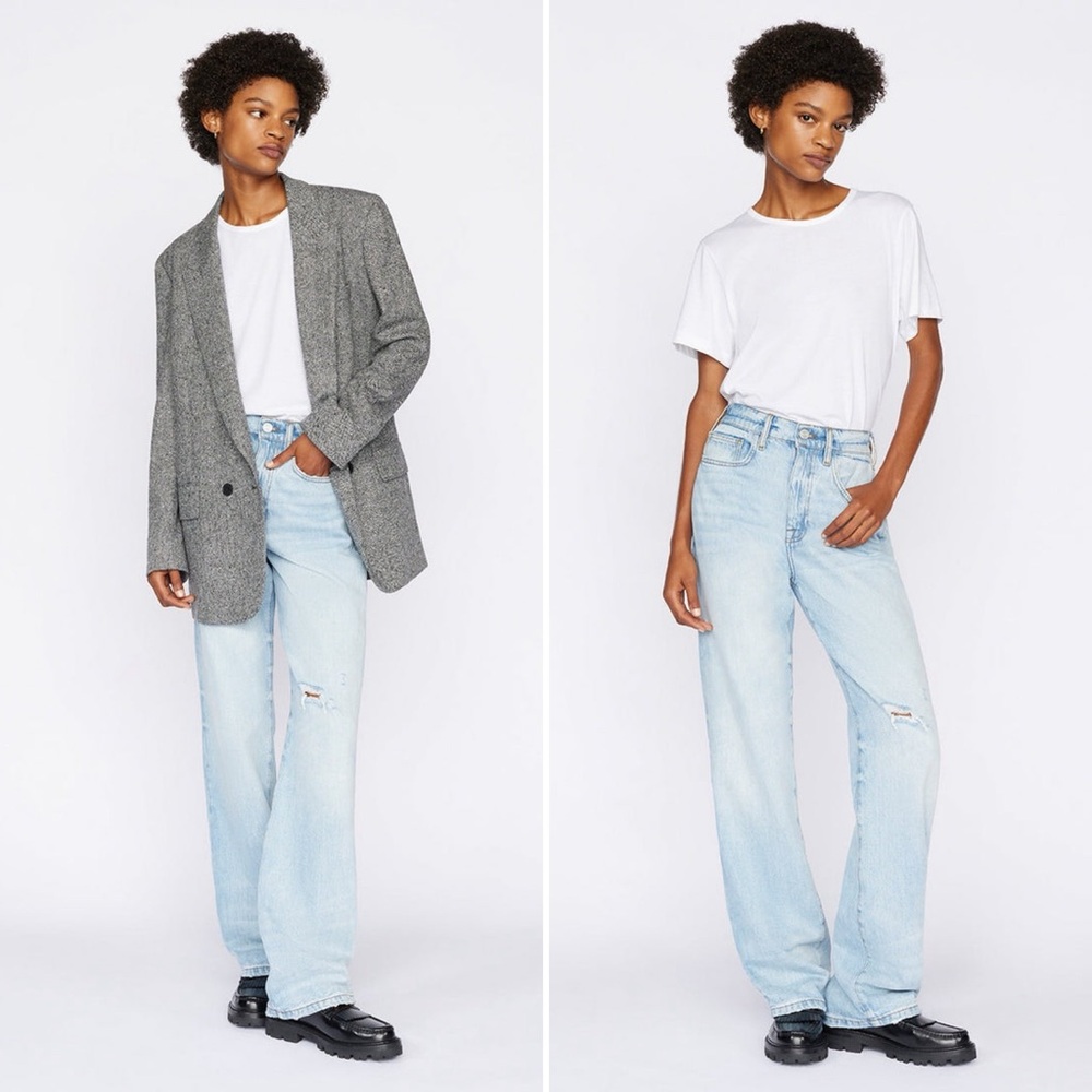 Frame Le Jane Distressed High Rise Straight Leg Jeans in Winslow Size 29